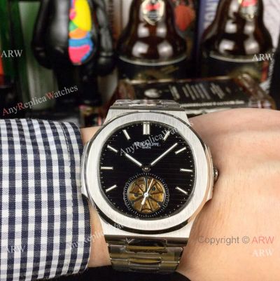 2019 Copy Patek Philippe Stainless Steel Black Dial Nautilus Tourbillon Watches 40mm